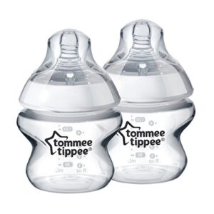 Tommee Tippee Closer to Nature Baby Bottle, Anti-Colic Valve, Breast-Like Nipple for Natural Latch, BPA-Free - Extra Slow Flow, 5 Ounce (2 Count) (Pack of 2)