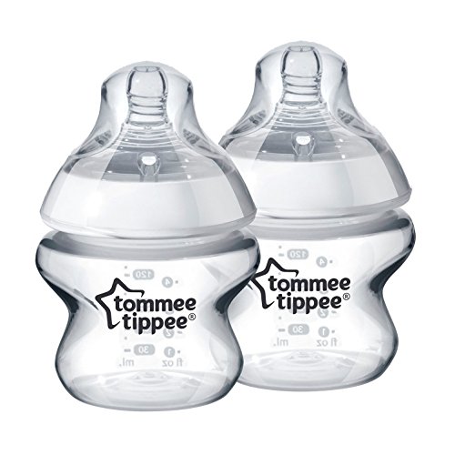 Tommee Tippee Closer to Nature Baby Bottle, Anti-Colic Valve, Breast-Like Nipple for Natural Latch, BPA-Free - Extra Slow Flow, 5 Ounce (2 Count) (Pack of 2)