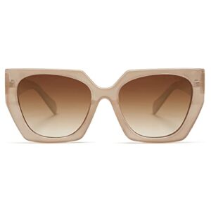 sojos retro cateye polarized oversized sunglasses womens vintage square designer sunnies sj2205, light brown/brown