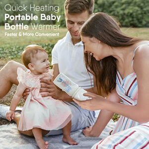 BabyBond Portable Bottle Warmer, Baby Bottle Warmer for Travel Compatible with Most Bottles Rechargeable Travel Bottle Warmer Cordless for Baby Milk Breastmilk with Precise Temperature Control (Pink)