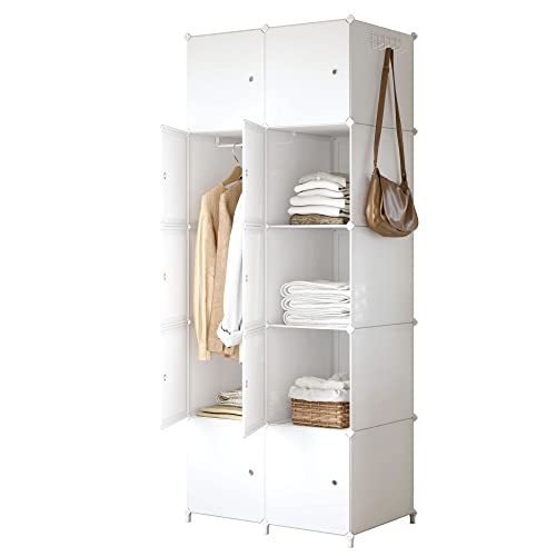 JOISCOPE Portable Closet for Hanging Clothes, Combination Armoire, Modular Cabinet for Space Saving, Ideal Storage Organizer Cube for Books, Toys, 10 Cubes