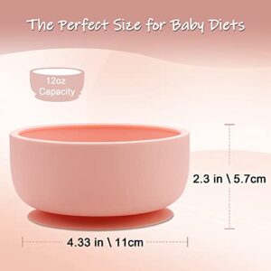 HIWOOD Baby Suction Bowls with Leakproof Premium Plastic Lids, Super Strong Suction Bowl for Babies & Toddlers, First Feeding Baby Silicone Bowls, Dishwasher Microwave & Freezer Safe (Set of 2)