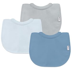 green sprouts unisex baby stay-dry milk-catcher (3 pack) adjustable bib, blueberry