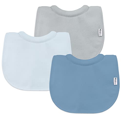 green sprouts Unisex Baby Stay-dry Milk-catcher (3 Pack) Adjustable Bib, Blueberry