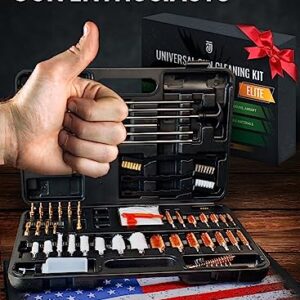 Universal Gun Cleaning Kit for All Guns 63pcs - Portable Gun Cleaning Kits for Handguns and Rifles, Shotgun, Airsoft - Incl. Stainless Steel Rods, Brass Jags, Gun Cleaning Patches, Cleaning Swabs