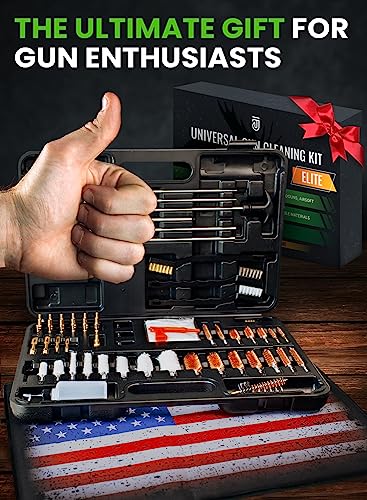 Universal Gun Cleaning Kit for All Guns 63pcs - Portable Gun Cleaning Kits for Handguns and Rifles, Shotgun, Airsoft - Incl. Stainless Steel Rods, Brass Jags, Gun Cleaning Patches, Cleaning Swabs