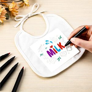 38 Pcs DIY Baby Bibs Set Includes 14 Bibs and 14 Stencils with 10 Fabric Markers 2 Ply Knit Terry Feeder Bibs Baby Drooling Bibs Newborn Cloth Bibs for Baby Shower Party Baby Gender Reveal Games