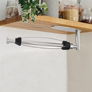 Paper Towel Holder Under Cabinet Brushed Nickel Wall Mount Paper Towel Holders Under Counter Hanging Paper Towel Rack Self-Adhesive Or Drilled with Damping Stainless Steel for Kitchen Bathroom Rv