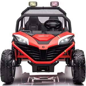 molachi 24v 10ah ride on cars 2 seater,electric cars vehicles with 2x200w powerful motors,metal frame, brake&gas pedal, eva tires, 3 speed, led light, bluetooth, 2 spring suspension(red)