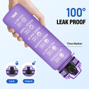 NOIFYS Motivational 32 oz Water Bottle with Time Marker, Updated BPA Free Leak Proof Water Bottles With Fruit Strainer and Straw, Perfect For Fitness Gym Outdoor