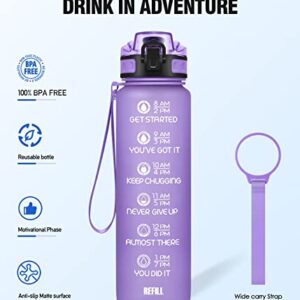 NOIFYS Motivational 32 oz Water Bottle with Time Marker, Updated BPA Free Leak Proof Water Bottles With Fruit Strainer and Straw, Perfect For Fitness Gym Outdoor