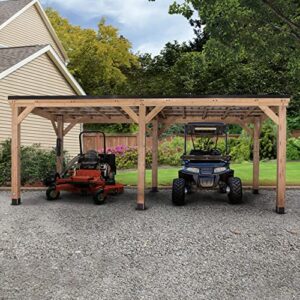 Backyard Discovery Arcadia 20 ft. x 9.5 ft. All Cedar Wooden Gazebo Pavilion with Hard Top Steel Slant Roof