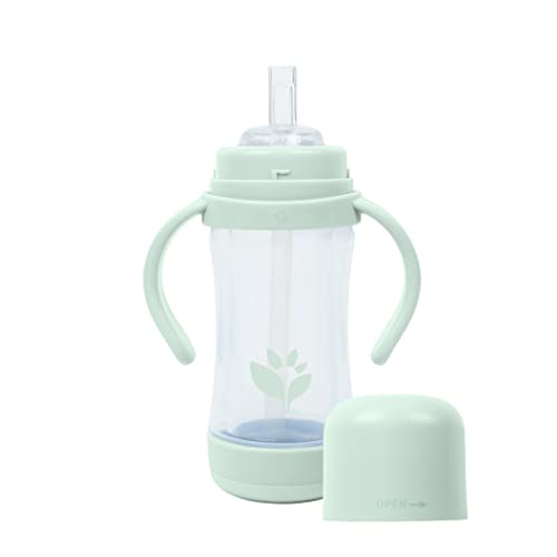 green sprouts® Glass & Sprout Ware® Sip & Straw 5oz., 6mo+, Plant-Plastic, Platinum-Cured Silicone, Dishwasher Safe, Grows with Baby, Tested for Hormones, 5oz, Light Sage