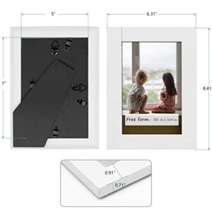 5x7 White Picture Frames Set of 2, Solid Wood Photo Frame with High Definition Glass, Rustic Simple Classic Handmade Wooden Frames for Wall Gallery Mounting or Table Top Display Decoration