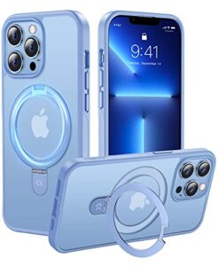 casekoo for iphone 13 pro max case with magnetic invisible stand [military drop protection] [compatible with magsafe] shockproof slim translucent matte phone cases for men women 6.7 inch 2021, blue