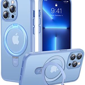 CASEKOO for iPhone 13 Pro Max Case with Magnetic Invisible Stand [Military Drop Protection] [Compatible with MagSafe] Shockproof Slim Translucent Matte Phone Cases for Men Women 6.7 Inch 2021, Blue