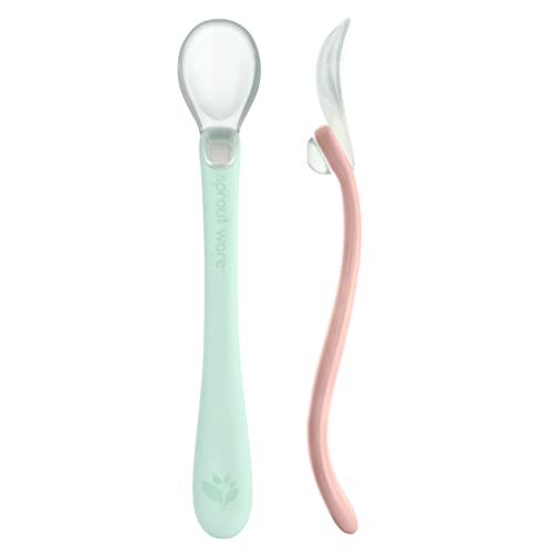 Silicone and Sprout Ware First Food Spoons-Light Sage/Light Grapefruit