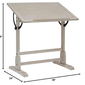SD STUDIO DESIGNS Vintage Solid Wood Drawing/Drafting Table with 36" x 24" Angle Adjustable Top, 36", Coastal Whitewash