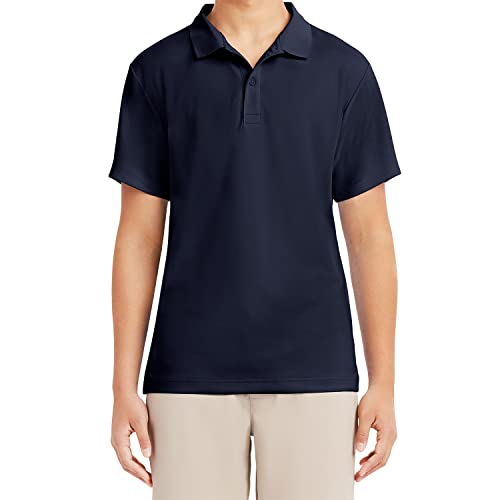 IZOD Men's Young Short Sleeve Performance Polo Shirt, Navy Blue-410