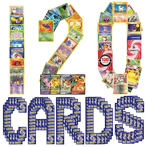 GRAVITY BOOSTERS 120 Card Super Collection | For Pokemon Card Collectors | 12x Holographic Cards | 1x Ultra Rare Guaranteed | Includes 2X PokeMasters Deck Storage Boxes compatible with Pokémon cards