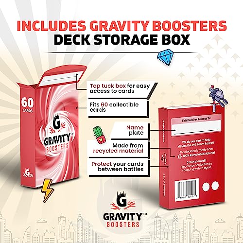 GRAVITY BOOSTERS 120 Card Super Collection | For Pokemon Card Collectors | 12x Holographic Cards | 1x Ultra Rare Guaranteed | Includes 2X PokeMasters Deck Storage Boxes compatible with Pokémon cards