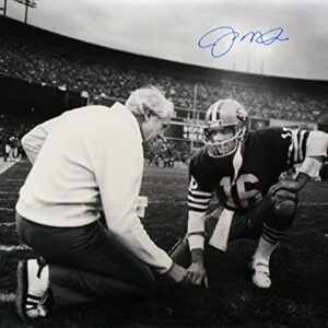 Joe Montana Signed San Francisco 49ers 16x20 Kneeling W/Walsh B/W Photo- JSA - Autographed NFL Photos