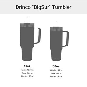 Drinco 40oz 30 oz Tumbler with Handle, Straw Lid, Insulated Stainless Steel Travel Mug Water Bottle Ice Coffee Cup For Cold and Hot, BigSur (30oz, Sage)