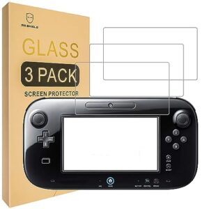 mr.shield [3-pack] screen protector for nintendo wii u console [tempered glass] [japan glass with 9h hardness] screen protector with lifetime replacement