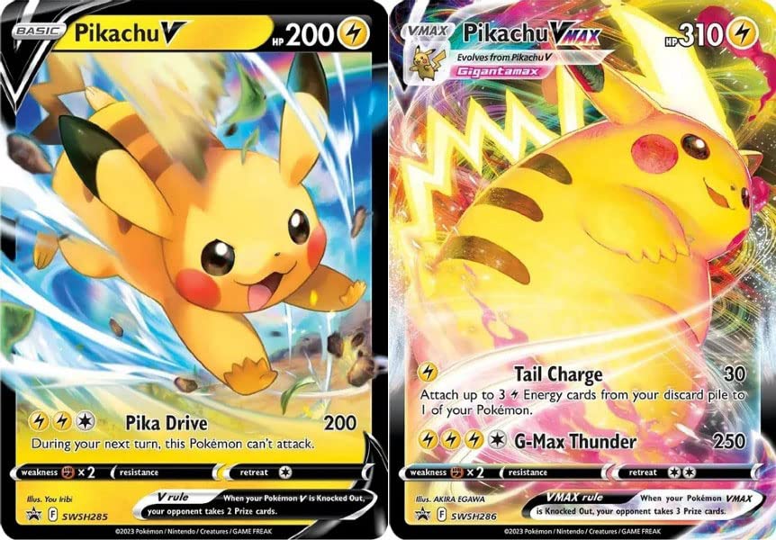 Pikachu V & Vmax - SWSH285 - SWSH286 - Pokemon Black Star Promo Card Set - Crown Zenith