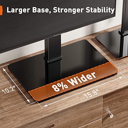 Perlegear Universal Swivel TV Stand for 32–60 Inch LCD/LED/OLED TVs up to 88 lbs, Tabletop TV Mount Stand with Tempered Glass Base, Height Adjustable TV Base with Tilt, Max VESA 400x400mm