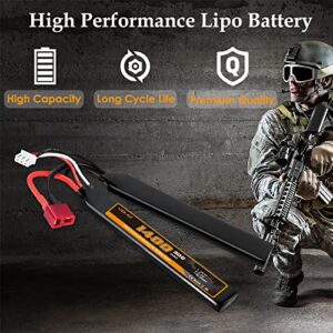 VICMILE 2S Airsoft Battery 7.4V 1400mAh Lipo Battery with Deans T Plug Rechargeable 30C High Discharge Rate Lipo Battery with Charger Fit for Airsoft Model Guns