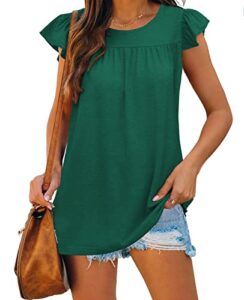 tunic tops to wear with leggings ruffle sleeve summer top for women cute fashion clothes green l