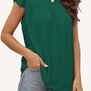 Tunic Tops to Wear with Leggings Ruffle Sleeve Summer Top for Women Cute Fashion Clothes Green L