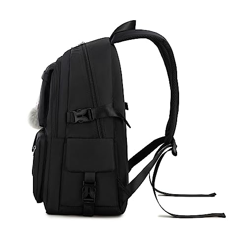 Teecho Waterproof School Backpack Set for Girl Fashion Women Backpack Purse College Bookbag Black