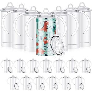 geetery 20 pack sublimation blanks sippy cups bulk 12 oz white sublimation straight sippy tumblers with handle and lid kids insulated stainless steel water bottle straw cups for kids