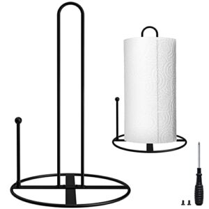 black paper towel holder countertop stand - standing modern paper towel holders for kitchen standard and large size rolls