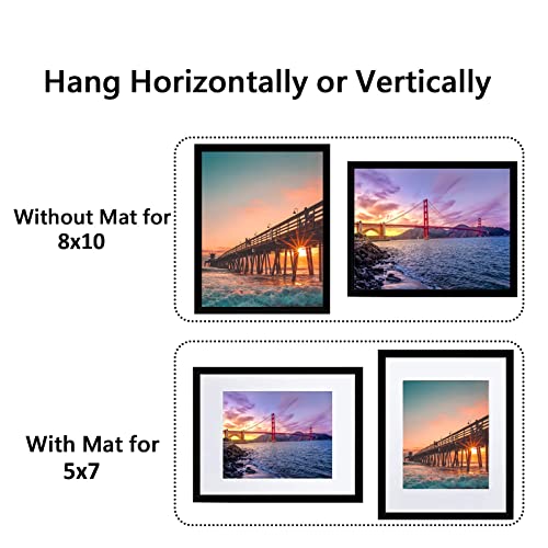 8x10 Picture Frame set of 3 Display Pictures 5x7 with Mat or 8x10 Without Mat, Photo Frames Collage for Wall Decor, Photo Certificate Frames Set,Wall & Tabletop Picture Frames 8 by10 Picture Frames