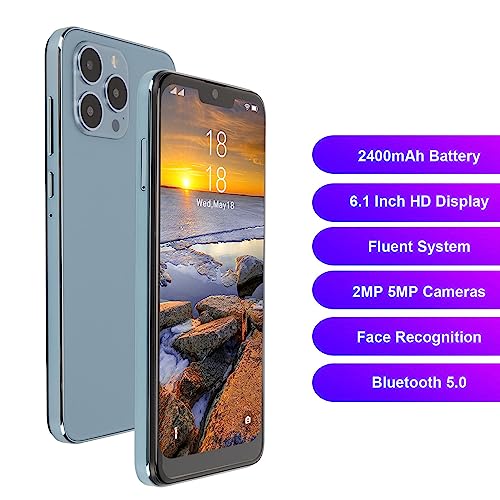 ASHATA I13 Pro Max Unlocked Android Smartphone Celular, 6.1in FHD Screen Face Unlock Mobile Phone, 1GB RAM 16GB ROM, Camera Front 2MP Rear 5MP, 3G Net Cellphone, 2400mAh