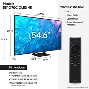 SAMSUNG 55-Inch Class QLED 4K Q70C Series Quantum HDR, Dual LED, Object Tracking Sound Lite, Q-Symphony, Motion Xcelerator Turbo+, Gaming Hub, Smart TV with Alexa Built-in (QN55Q70C, 2023 Model),Black