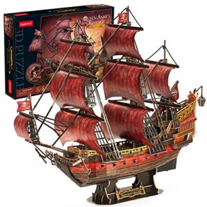 3d puzzles for adults kids laser red queen anne's revenge 391 pcs cool pirate ship arts & crafts for adults brain teaser puzzles for adults model kits room & home decor birthday gifts for women men