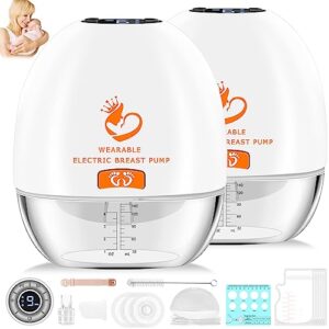 wearable breast pump with remote control, ultra light portable breast pump, hands free electric breast pump with 4 modes & 9 levels,rechargeable wireless all-in-one breast pump with 18-24mm flanges