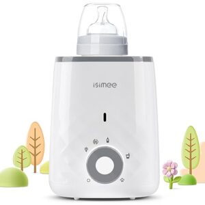 isimee bottle warmer, 5 mins fast baby milk warmer for breastmilk formula with accurate temperature control, baby food warmer with keep warm, defrost, steaming function for baby food pouches jars