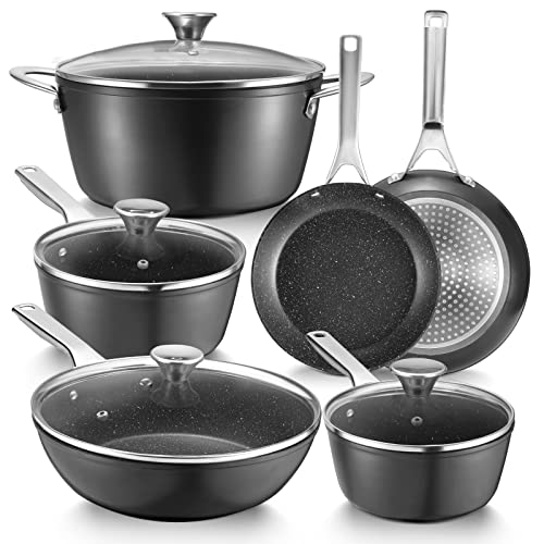 Induction Cookware Set, Fadware Pots and Pans Set Nonstick, Dishwasher Safe Pan Sets for Cooking Nonstick, Kitchen Utensils Set w/Frying Pans, Saucepans & Stockpot, Kitchen Essentials for New Home