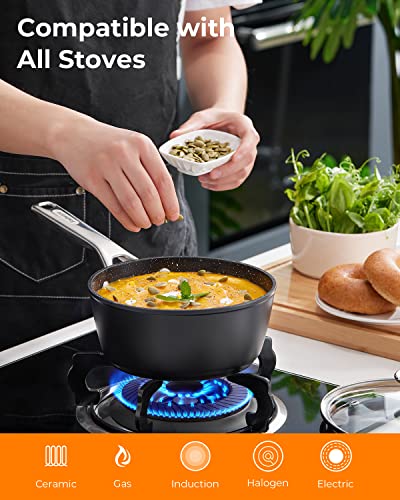 Induction Cookware Set, Fadware Pots and Pans Set Nonstick, Dishwasher Safe Pan Sets for Cooking Nonstick, Kitchen Utensils Set w/Frying Pans, Saucepans & Stockpot, Kitchen Essentials for New Home