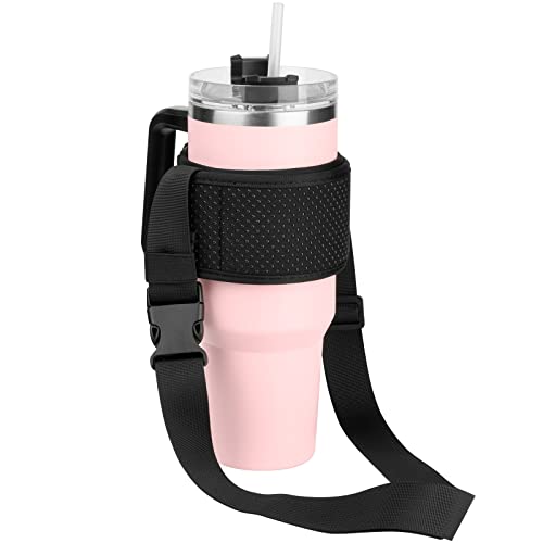 Xxerciz Water Bottle Carrier Holder with Strap for Stanley Simple Modern 40 oz Tumbler with Handle, Universal Bottle Sling Sleeve for 40-128oz Water Bottle on Walking Camping Hiking