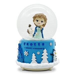 mini snow globe, moyee snow globes for kids, 5.12" creative musical snow globe with colorful lights and manual snow for home decors collectibles valentines birthday (blue)