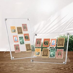 Serwrsw 4 Pack 5x7 Acrylic Floating Frames, Clear Desk Frame for Family Photos or Office Pressed Flowers, Tabletop Display Frame for Kid Art Work