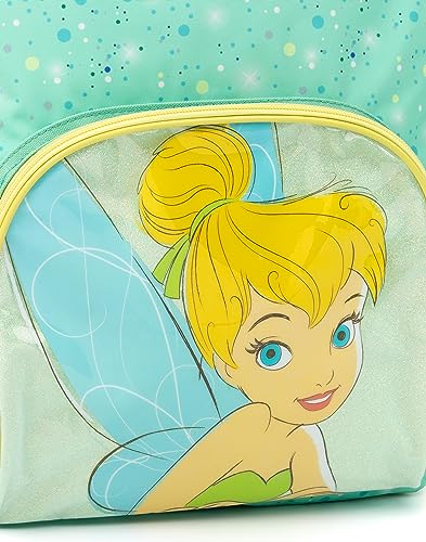 Disney Tinker Bell Girls Backpack | Enchanting Green Glitter Rucksack | Adjustable Straps | Spacious Compartments