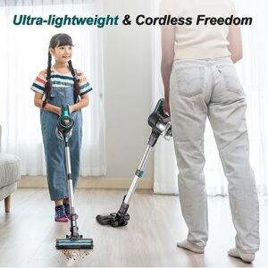 INSE 28Kpa Cordless Vacuum Cleaner, 300W Powerful Stick Vacuum, 8-in-1 Rechargeable Vacuum, 2500m-Ah Battery, 45min Runtime, 1.2L Dustbin, Lightweight Cordless Vacuum for Pet Hair Hard Floor Carpet