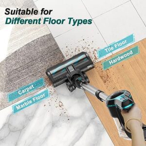 INSE 28Kpa Cordless Vacuum Cleaner, 300W Powerful Stick Vacuum, 8-in-1 Rechargeable Vacuum, 2500m-Ah Battery, 45min Runtime, 1.2L Dustbin, Lightweight Cordless Vacuum for Pet Hair Hard Floor Carpet